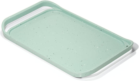 LINE+ARC Waterproof, Easy-to-Clean, 18"x12" Serving Tray Extra Large Handles (Mint) 100% Food-Grade Melamine for Breakfast, Dinner, Bed, Tea, Crafts, Decorative, TV, Couch, Outdoor, Patio