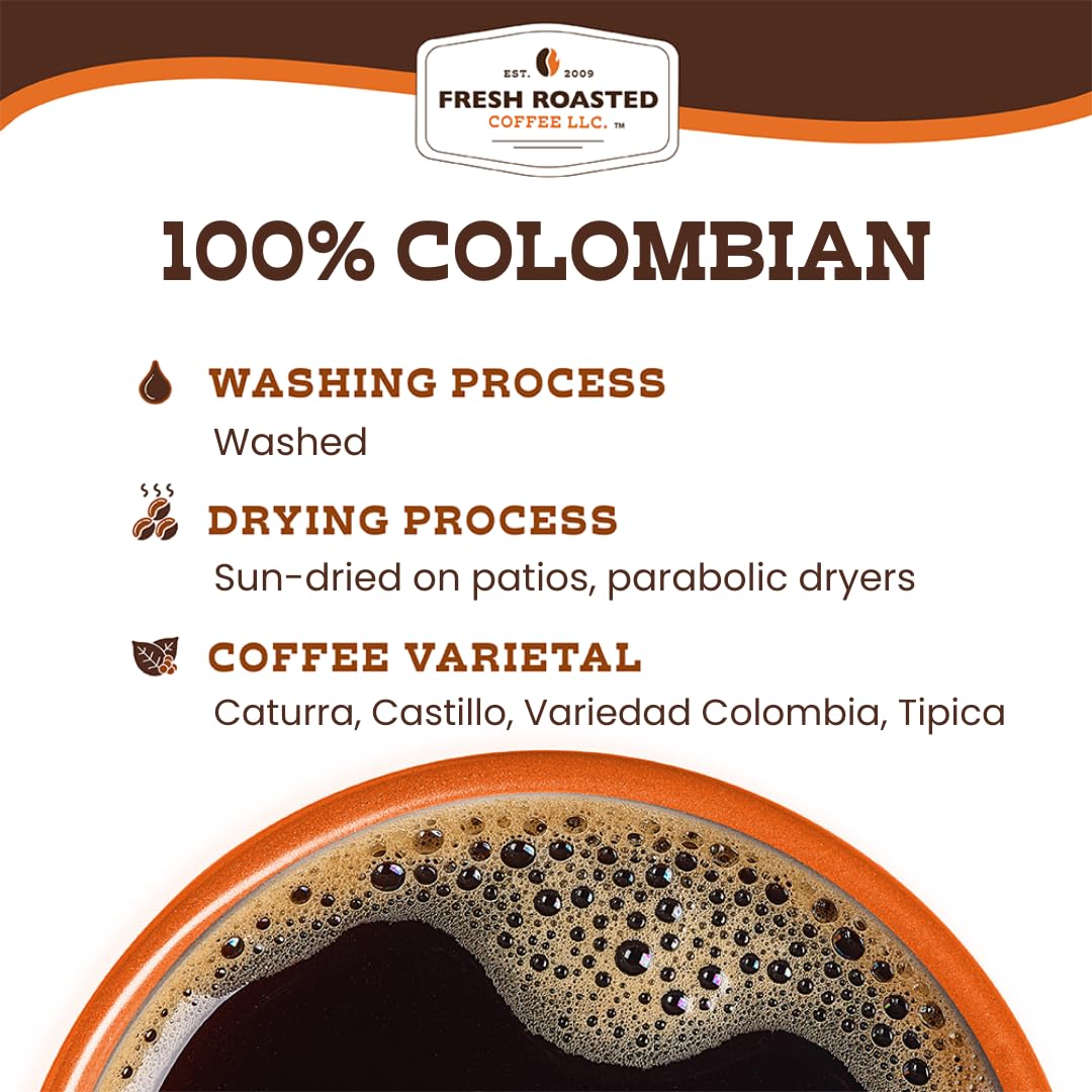 Fresh Roasted Coffee,100% Colombian, 5 lb (80 oz), Medium Roast, Kosher, Whole Bean