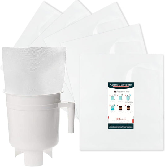 CELLENOMC Cold Brew Coffee Filter Bags - 100 Pack Cold Brew System Home Model Filter Bags 11.5'' x 13'' Compatible for Toddy Cold Brew Coffee Maker Natural Sturdy Disposable Home Cold Brew Filter Bags