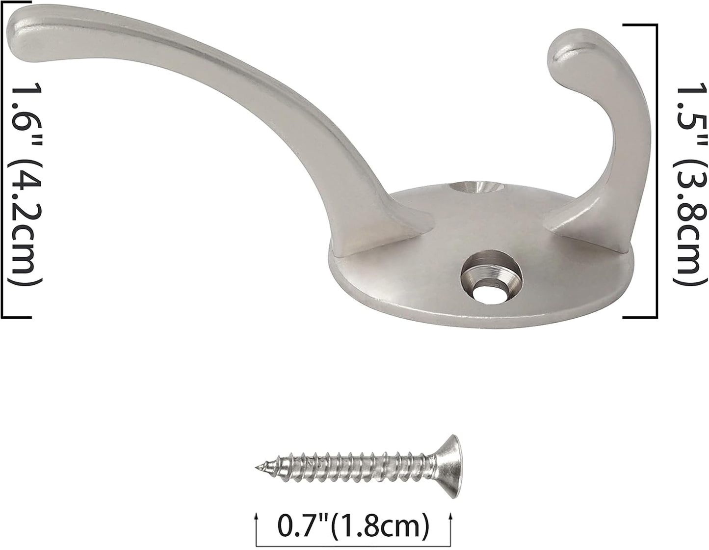 IBosins 32 Pack Silver Coat Hooks Wall Mounted with 64 Screws Retro Double Hooks Utility Silver Hooks for Coat, Scarf, Bag, Towel, Key, Cap, Cup, Hat