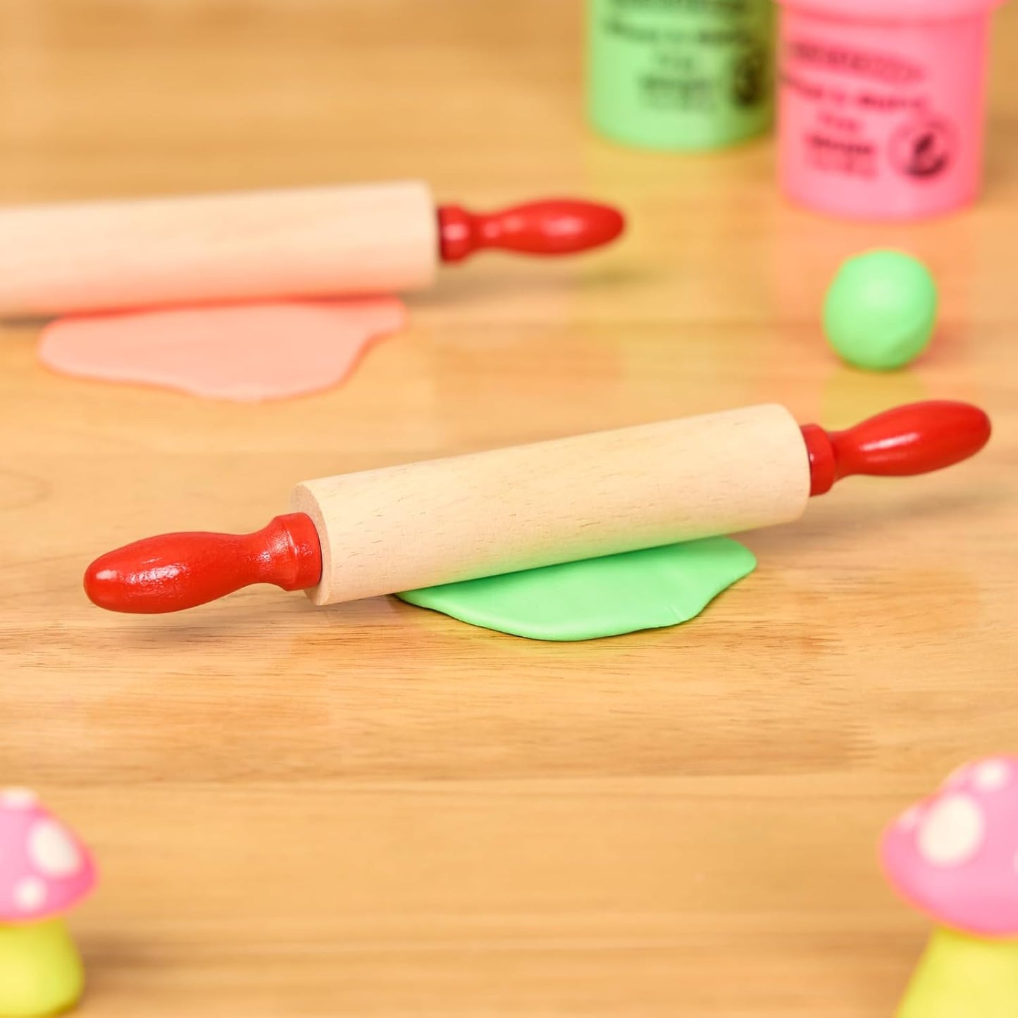 Colorations Natural Wood Rolling Pins, Set of 6, for Kids, Arts & Crafts, 7 Inches x 1 Inch (d), Class Pack, Party Pack, Dough, Clay, Sculpting, 6RP