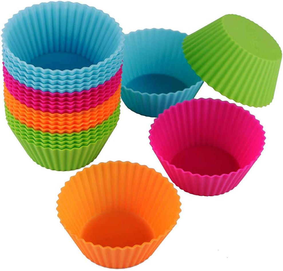 Webake Silicone Cupcake Baking Cups Muffin Liners Reusable Silicon Muffin Tin Non-stick 2-3/4 Inch Regular Size, Pack of 24