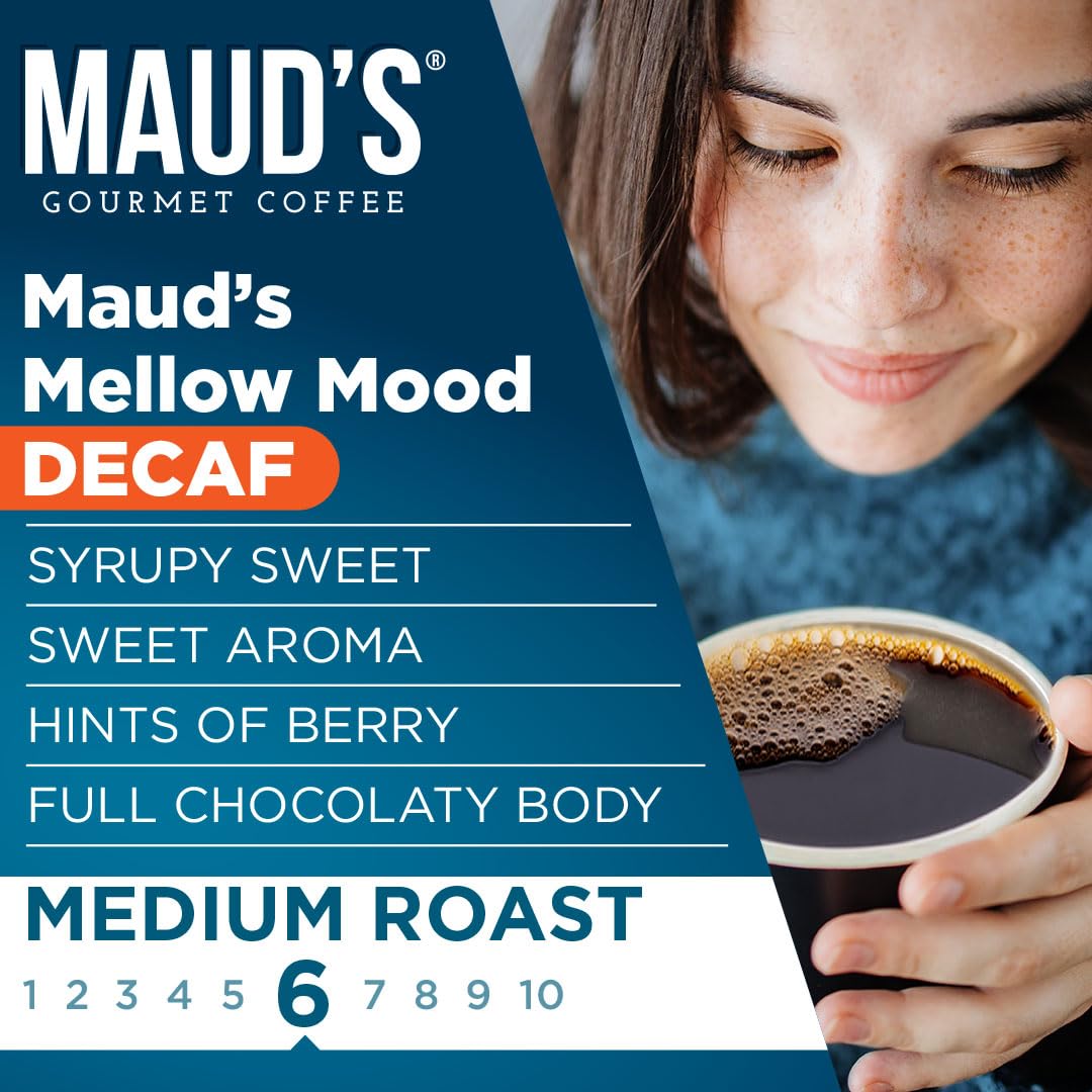 Maud's Decaf Medium Roast Coffee Pods, 100 ct, Decaffeinated Recyclable Single Serve Pods – 100% Arabica Coffee, Compatible with Keurig K Cups Maker