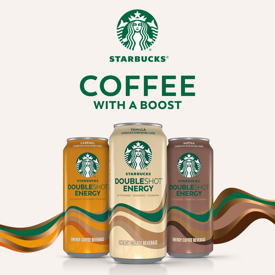 Starbucks Doubleshot Energy Drink Coffee Beverage, Caramel, Iced Coffee, 15 fl oz Cans (Packaging May Vary) (Pack of 12)