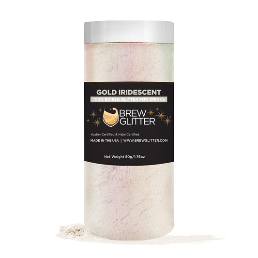 Gold Iridescent BREW GLITTER Edible Glitter For Drinks, Cocktails, Beer, Garnish Glitter & Beverages | 100% Edible & Food Grade | Vegan, Gluten, Nut Free (50g, Gold Iridescent)