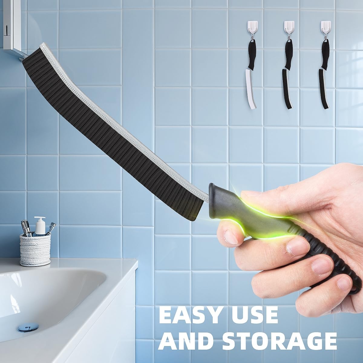 Hard Bristle Crevice Cleaning Brush-Thin Gap Scrub Brush, Small Cleaning Brush, Grout Brush, Kitchen Brush, Cleaning Tools for Toilet, Bathroom, Sink, Home, Household, Window (6, Black)