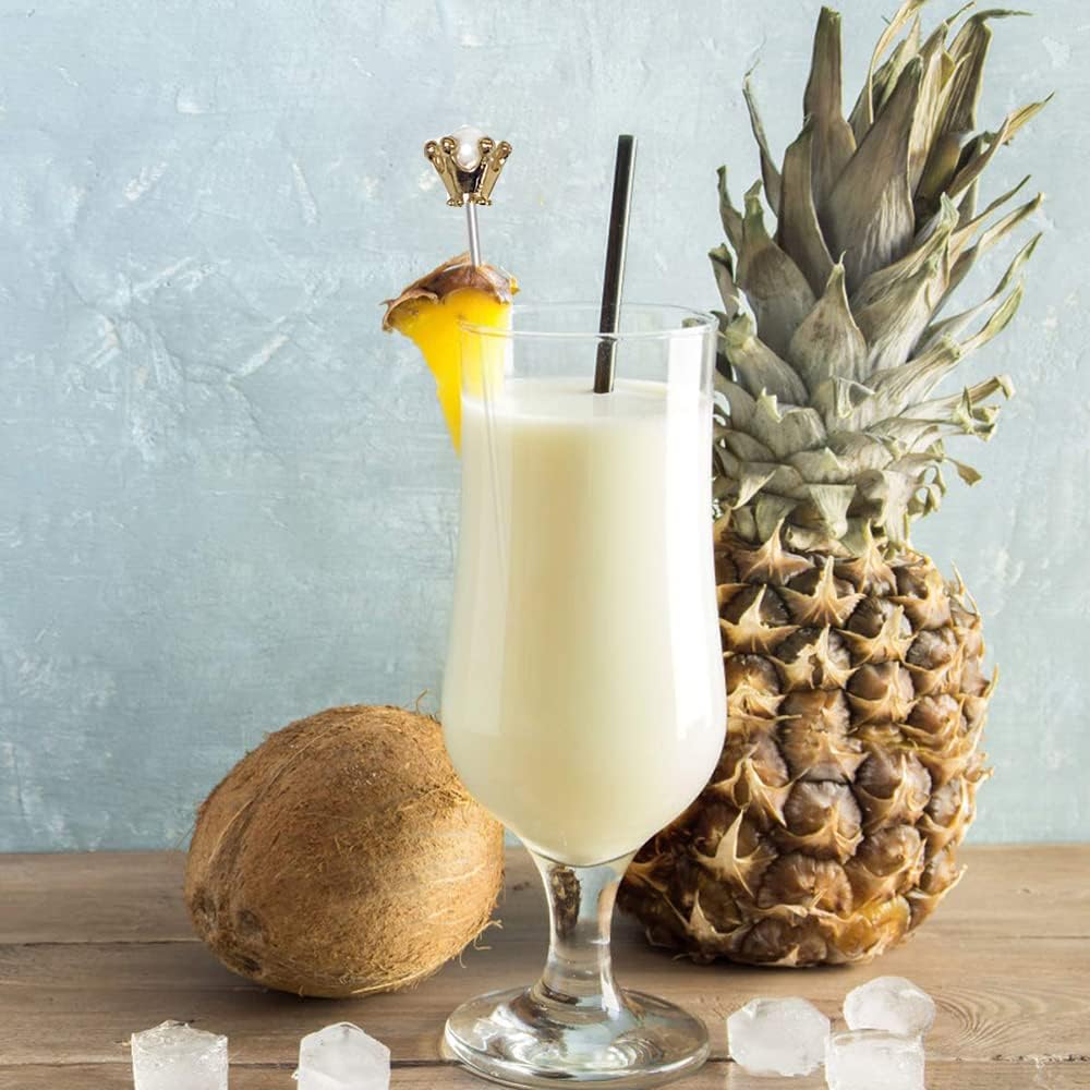 Stainless Steel Cocktail Picks Crown,Metal Martini Sticks,Fruits Toothpicks,Reusable Garnish Skewer Drinks Sandwiches Appetizers Olives Fruits Barbecue Snacks of 8 Pieces (Glod)