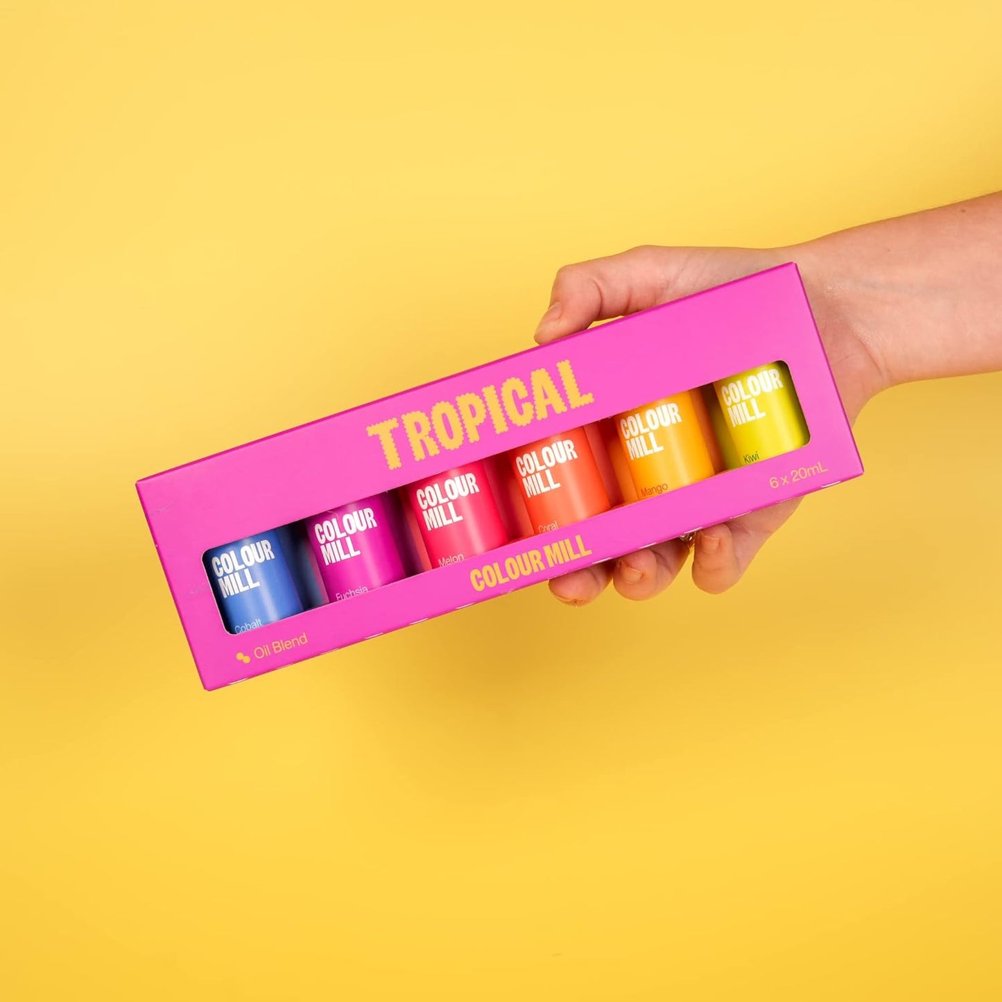 Colour Mill Oil-Based Food Coloring, Tropical Pack: 20 Milliliters Each of 6 Colors - Cobalt, Coral, Fuchsia, Kiwi, Mango and Melon