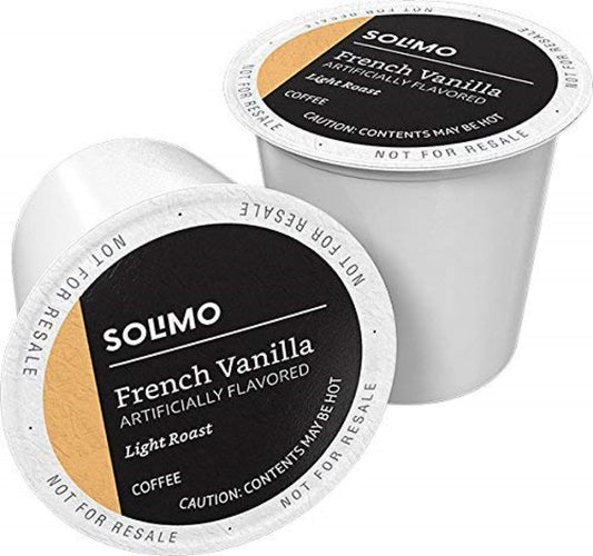 Amazon Brand - Solimo Light Roast Coffee Pods, French Vanilla Flavored, Compatible with Keurig 2.0 K-Cup Brewers, 100 Count