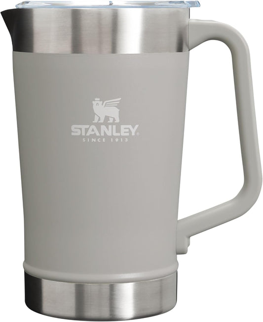 Stanley Stay-Chill Pitcher 64 oz | Cold Water, Beer, and Drink Pitcher with Lid | Large Capacity Durable Beverage Container with Handle | Insulated Stainless Steel | BPA-Free | Ash