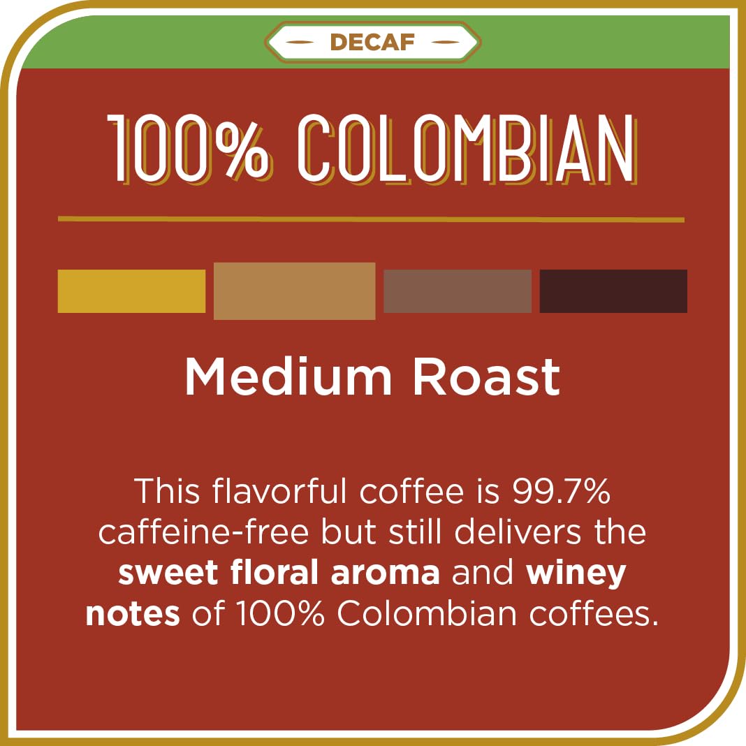 Don Francisco's Decaf Colombia Coffee - 24 K-Cup Compatible Single-Serve Pods - 99.7% Caffeine-Free - 100% Arabica - Recyclable through TerraCycle - Compatible with Keurig Brewers