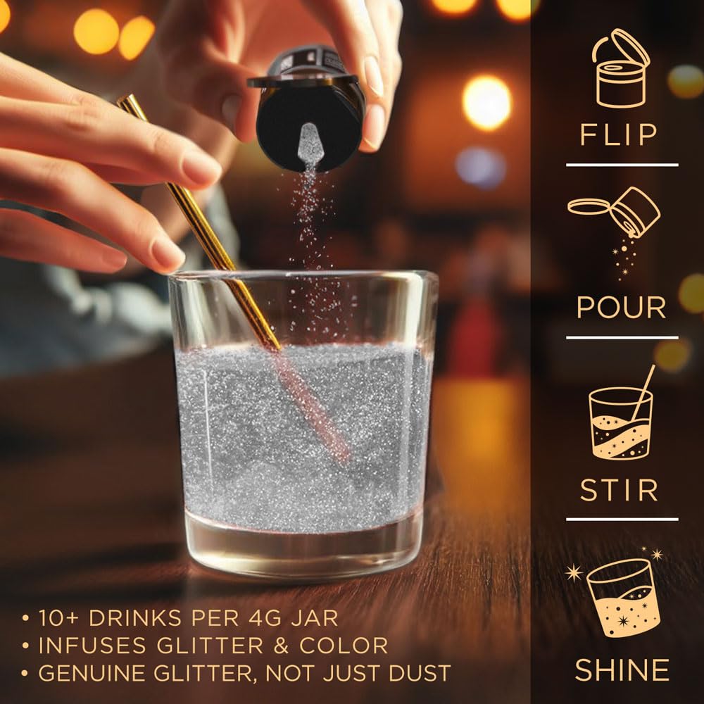 Brew Glitter - Clear Shimmer (25g Spray Pump 1x Jar) | Edible Glitter for Drinks, Cocktails, Beer, Garnish & Beverages