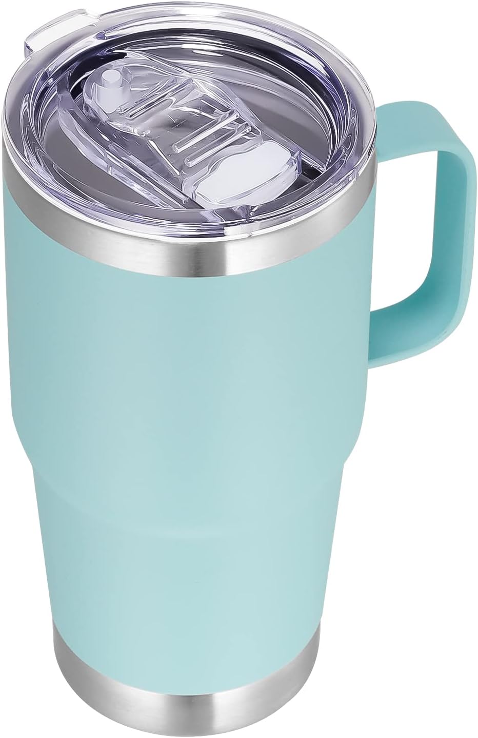 VEGOND 20 oz Tumbler with Handle Lid and Straw, Stainless Steel Insulated Travel Coffee Mug Spill Proof Double Wall Metal Tumbler Cup Keeps Drink Hot and Cold, Mint Green 1 Pack