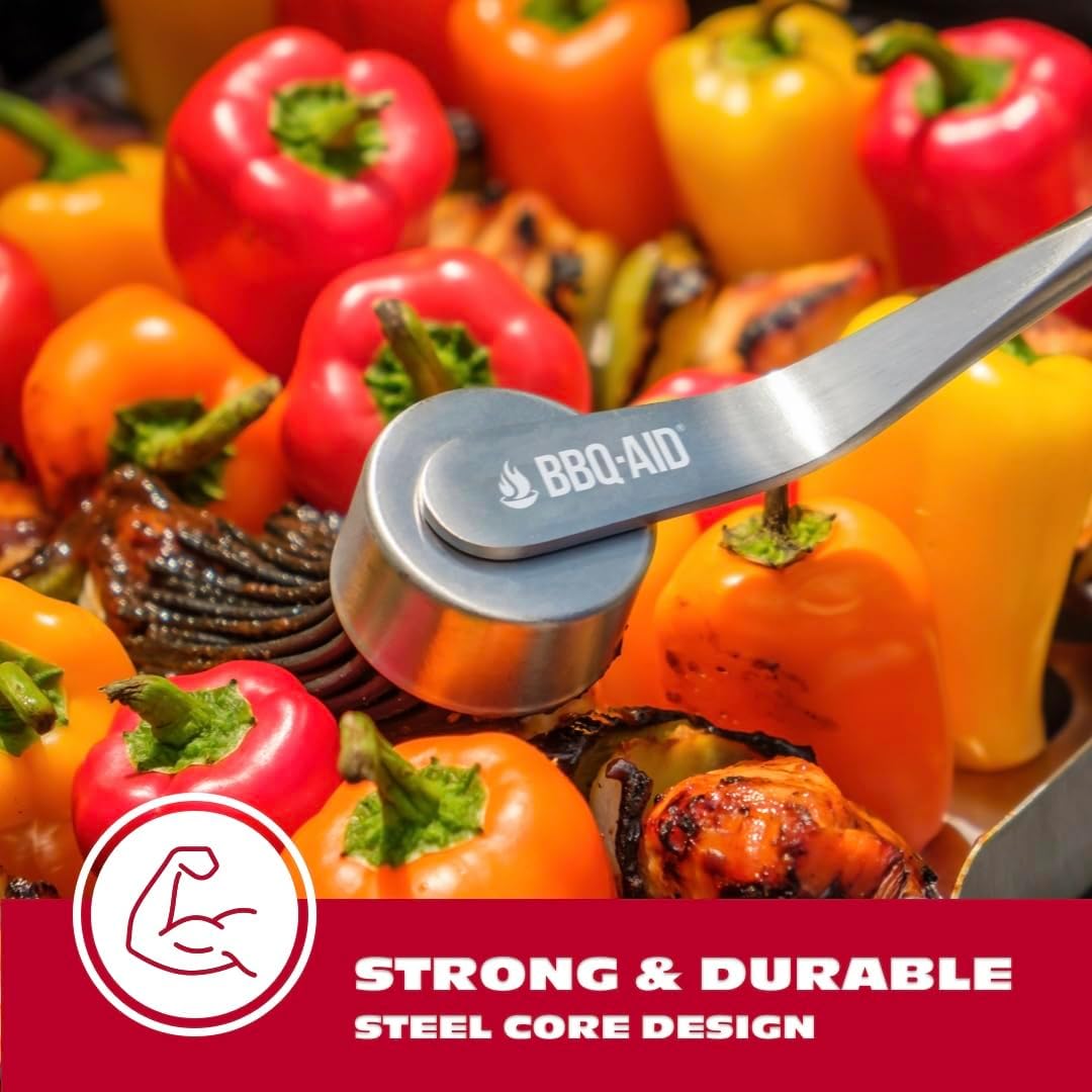 BBQ-AID Basting Brush - For Marinating, Glazing, Seasoning - Bbq Silicone Brush Cooking, Baster for Cooking Brush - Premium Wood Handle, Stainless Steel Core and Silicone Bristles for Easy Cleaning