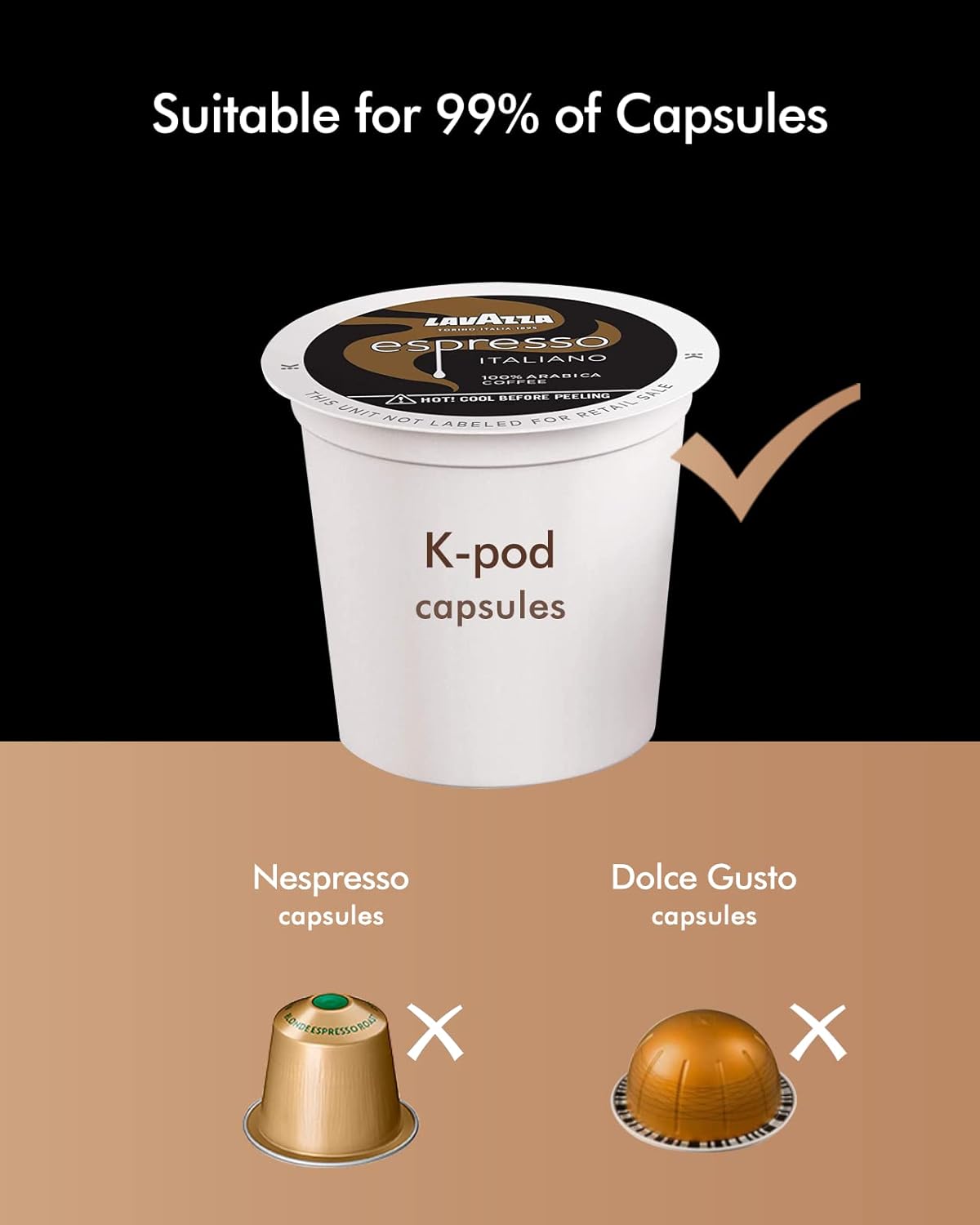 3-in-1 Capsule Coffee Machine - Single Serve Brewer for Coffee Pods, Ground Coffee, & Loose Tea, 6-10oz Brew Sizes, 50oz Removable Tank, 1150W (Red)