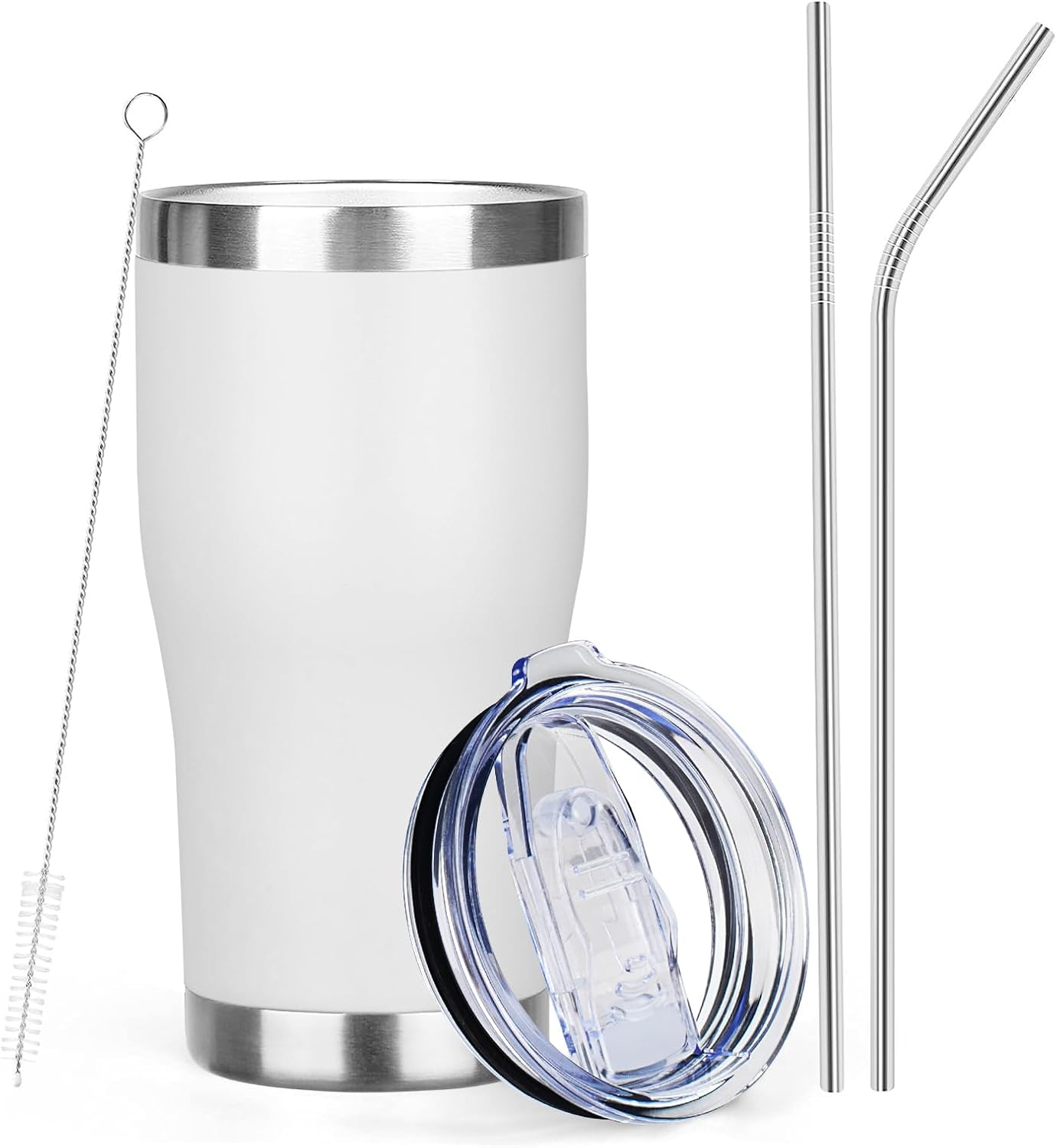 MEZMUT 20oz Coffee Tumbler with Lid and Straw Double Wall Vacuum Insulated Cup Stainless Steel Travel Mugs Insulated for Hot and Cold Leakproof Powder Coated Tumbler for Indoor and Outdoor