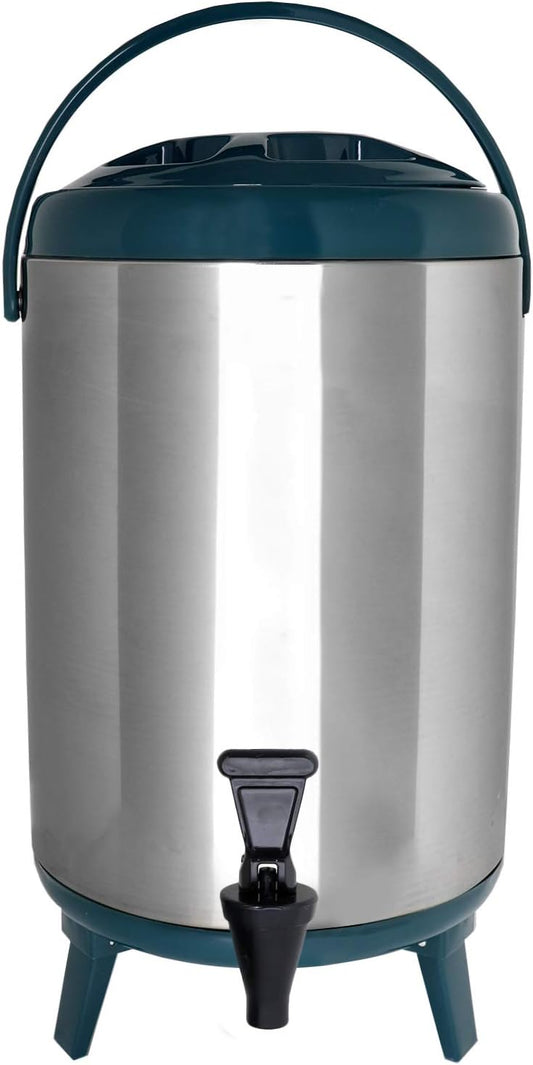 Stainless Steel Insulated Beverage Dispenser – Insulated Thermal Hot and Cold Coffee Carafe – 12 Liter Drink Dispenser with Spigot for Hot Water, Tea & Coffee, Cold Milk, Juice & More TEAL