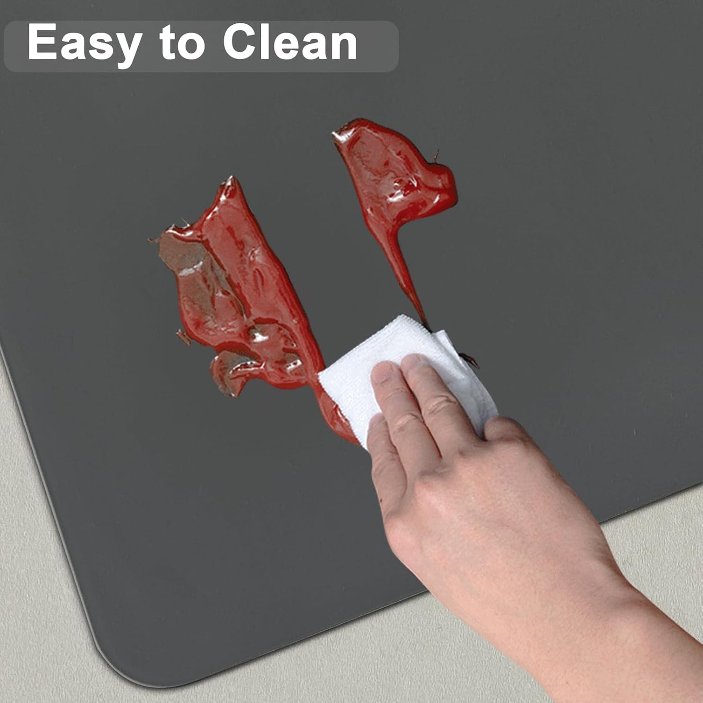 24"x24"(60cmx60cm) Silicone Mat for Kitchen Counter, Heat Resistant Non-Slip Countertop Protector, Waterproof Silicone Craft Mat for Kitchen Island, Light Gray