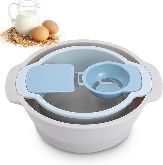 Multifunctional Flour Sifter for Baking, Egg Separator, Mixing Bowl & Scraper, 4-in-1 Baking Tool Set for Pastry & Cupcakes, Send Goods from Local Warehouse