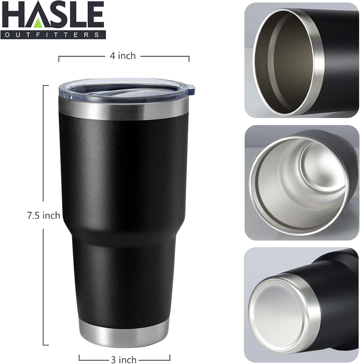 HASLE OUTFITTERS 30oz Stainless Steel Tumbler, Double Wall Vacuum Insulated Travel Mug Tumbler, Durable Insulated Coffee Mug, Gift Box Set (Black, 1)