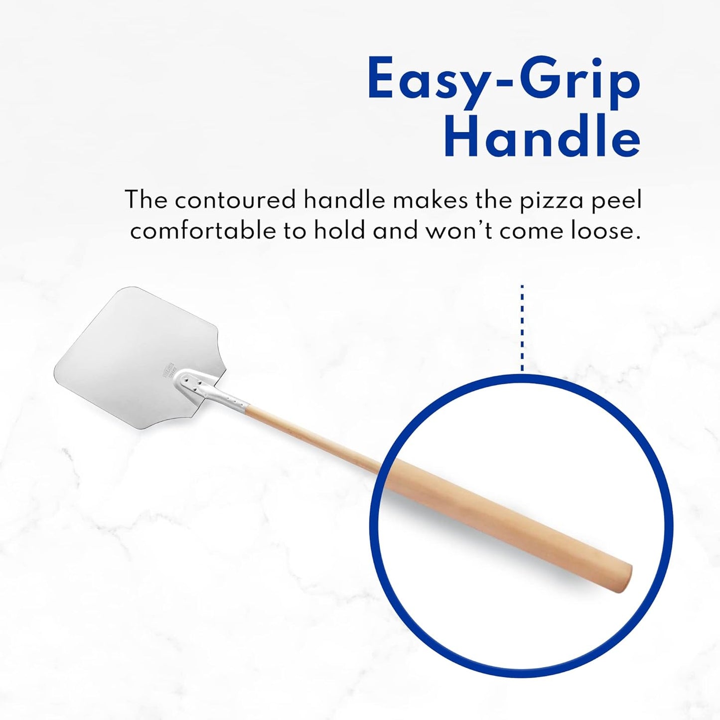 New Star Foodservice 50219 Aluminum Pizza Peel, Wooden Handle, 9 x 11 inch Blade, 26 inch overall