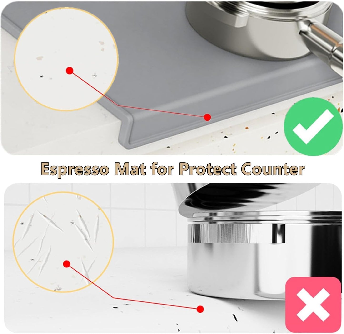 Espresso Tamping Mat, Coffee Tamper Mat, Espresso Mat for Counter, Silicone Tamper Mat, Food-grade, Non-Slip, Waterproof, Heat Resistant (Black, 25x20x2cm)