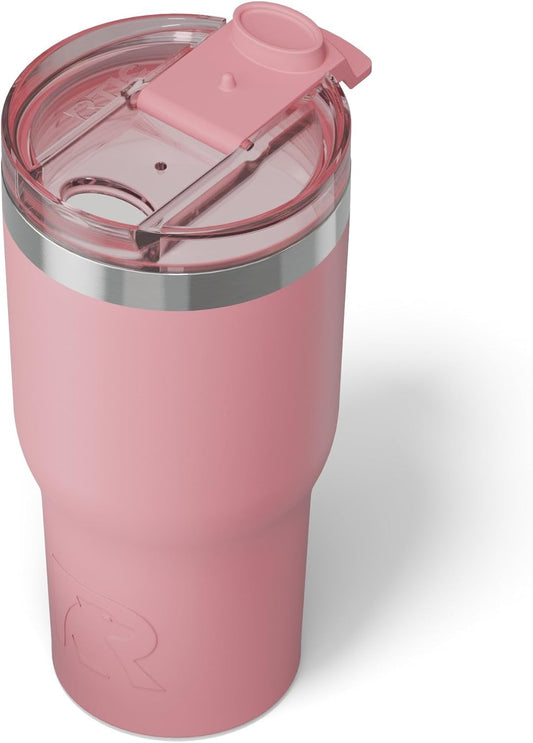 RTIC 20oz Essential Tumbler with Lid, Insulated, Stainless Steel, Metal, Double Wall Vacuum-Insulation, Ceramic Lined, Travel Cup for Iced Coffee, Tea, Hot and Cold Drink, Dusty Rose