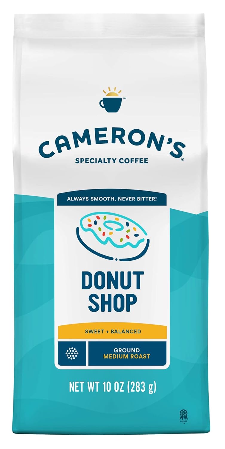 Cameron's Coffee Roasted Ground Coffee Bag, Donut Shop Blend, 10 Ounce, Pack of 6