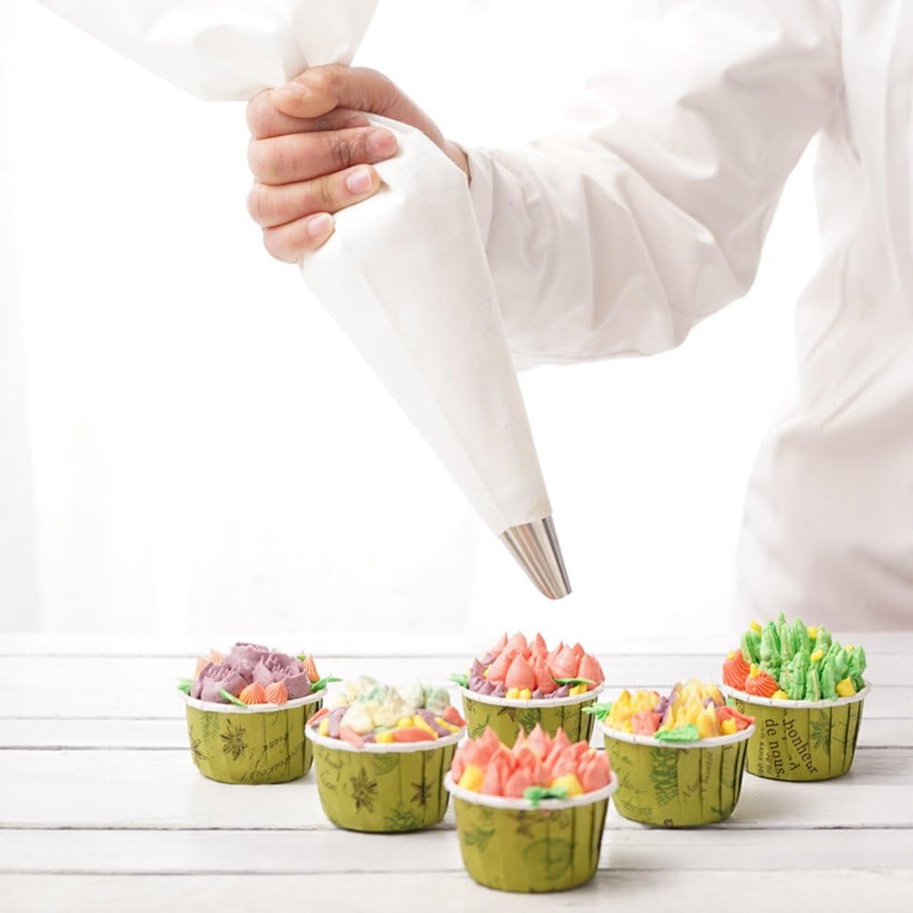 Jennice House Pastry Bags Set, 3 Pack of Reusable Cake Decorating Cotton Canvas Piping Icing Cupcake Bags in 3 Sizes -12 inch+14 inch+16 inch