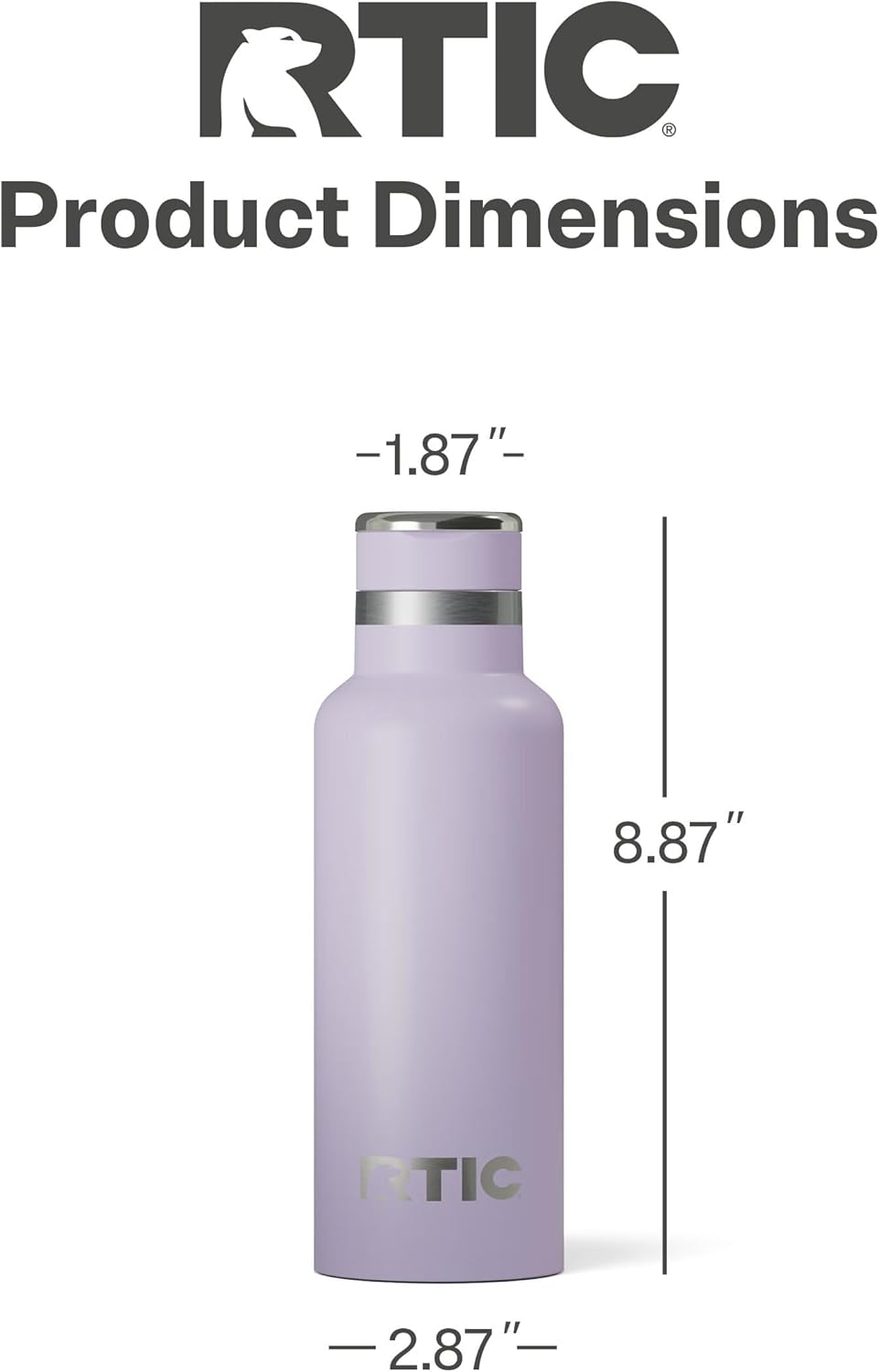 RTIC 16oz Journey Bottle Metal Stainless Steel Vacuum Insulated, BPA Free, Reusable, for Water, Hot and Cold Drinks, Travel, Sports, Camping, Dusty Lilac