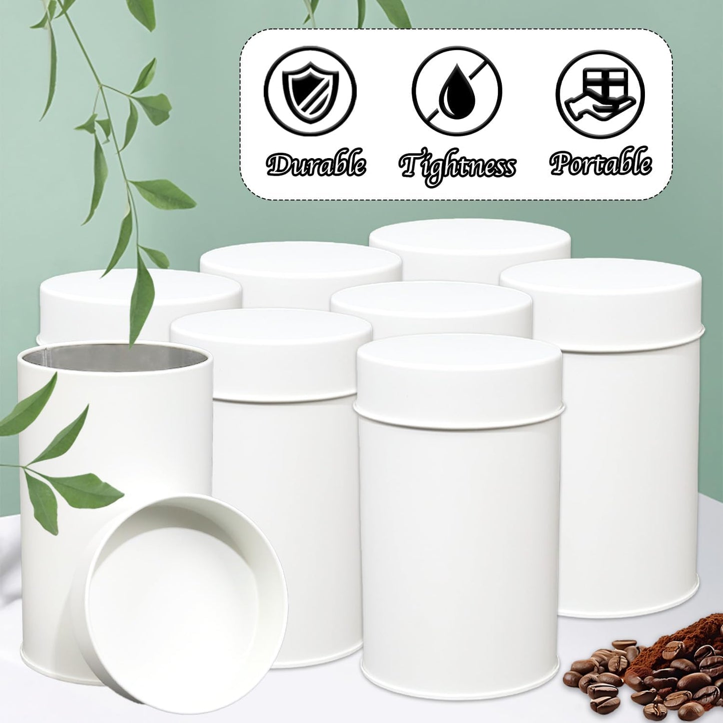 Tea Canister, 6 Pack Tea Tin Loose Leaf Tea Storage Tea Tins For Loose Tea, Tea Storage Loose Leaf Metal Tea Tin Canister For Loose Tea Storage Coffee Sugar Candy Herbs And Spices (White)