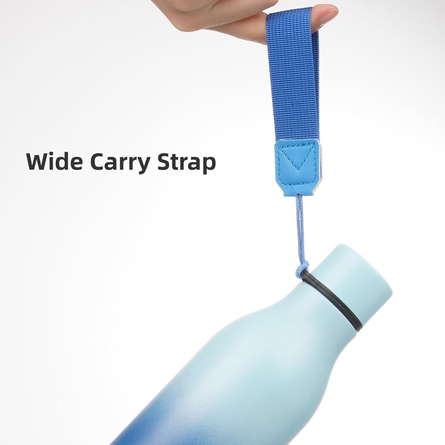 Insulated Water Bottle with Strap,18 oz Double Wall Stainless Steel Vacuum Bottles Metal Water Flask,Sky