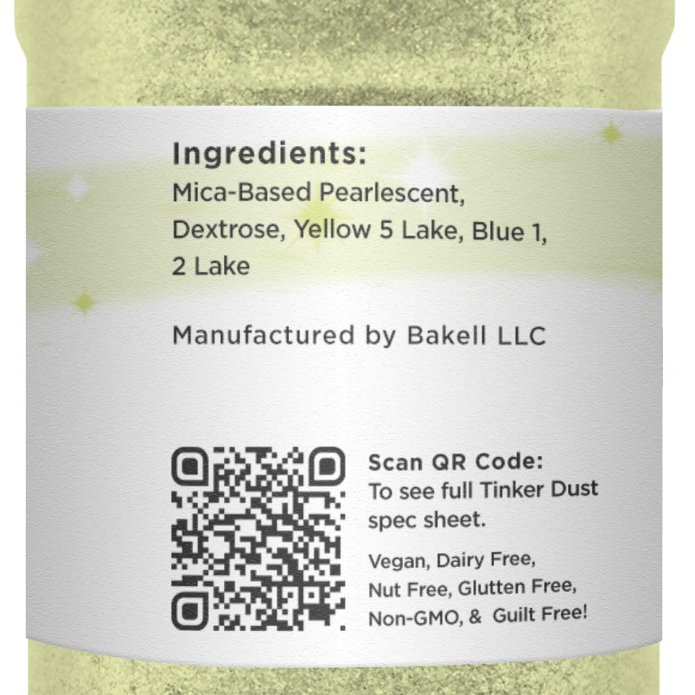 Tinker Dust - Neon Green (45g 1x Shaker Jar) | Edible Glitter for Cakes, Cupcakes, Cake Pops, Drinks, Desserts by Bakell