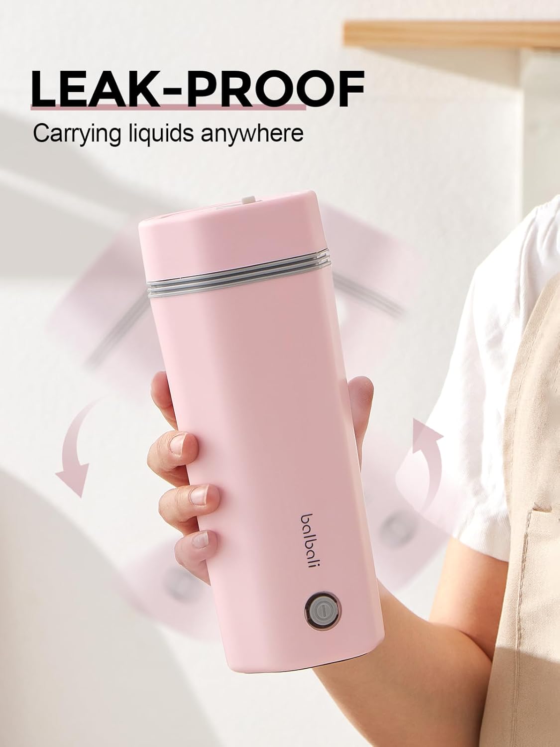 balbali Travel Kettle - 12oz Portable Electric Kettle for Boiling Water - Self Heating Cup/Thermos - Single Size Personal Tea Maker -Hot Water Boiler/Heater/Warmer - Pink