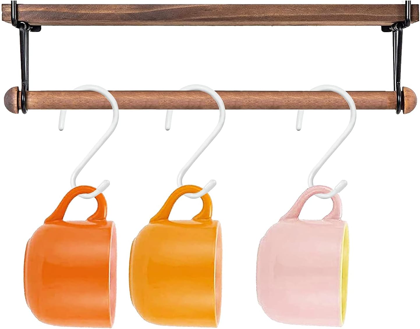 4 Pack Large S Hooks for Hanging Heavy Duty, 6 inch Non Slip Vinyl Coated Metal Closet S Hooks for Hanging Kitchen Utensil Pot Pan Cups Clothes Jeans Towels Hats Bags Plants (White)