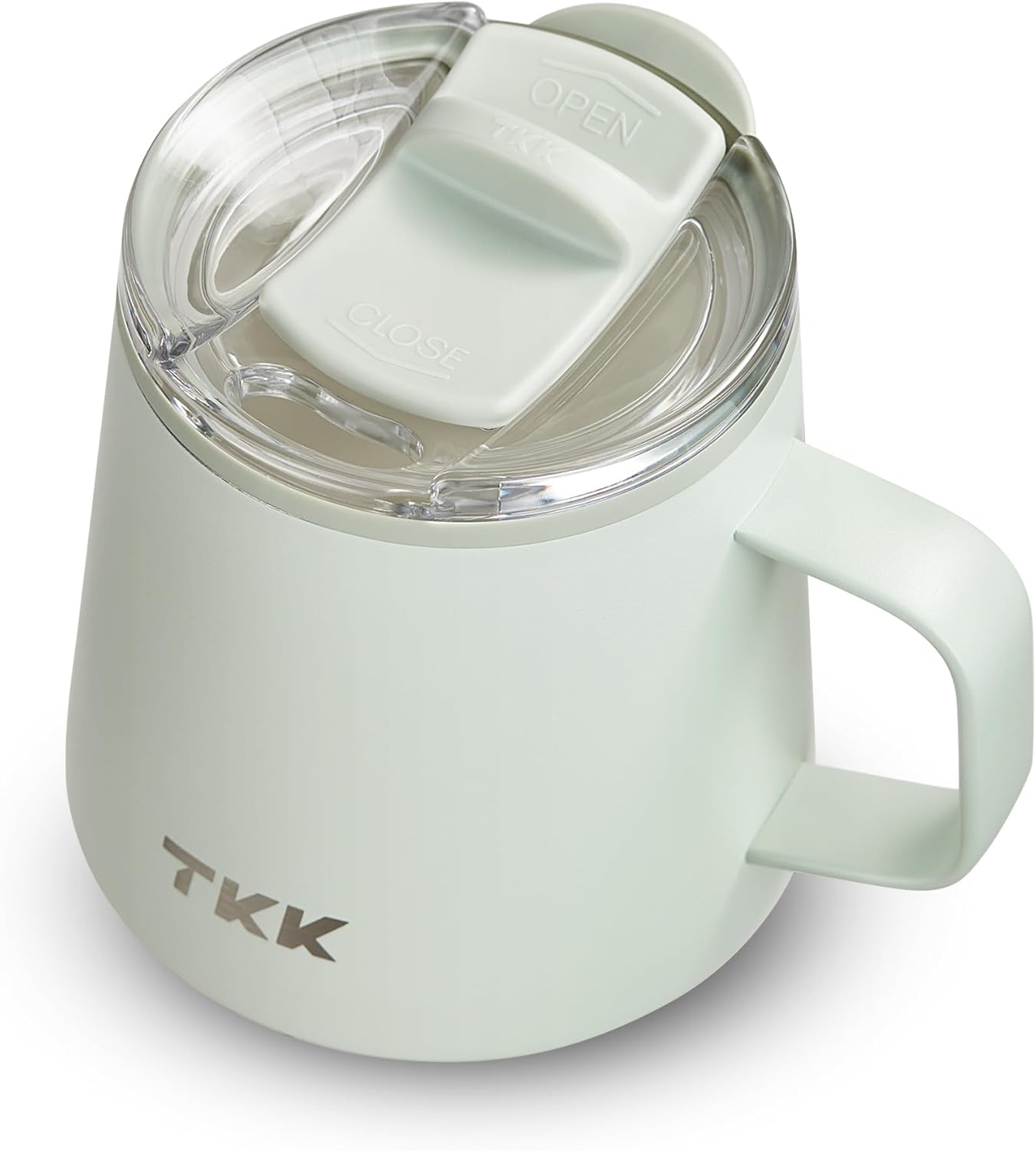 TKK 12 oz Insulated Coffee Mug with Handle Ceramic Coating Detachable Slider Lid Stainless Steel Tumbler Double Wall Vacuum Travel Cup