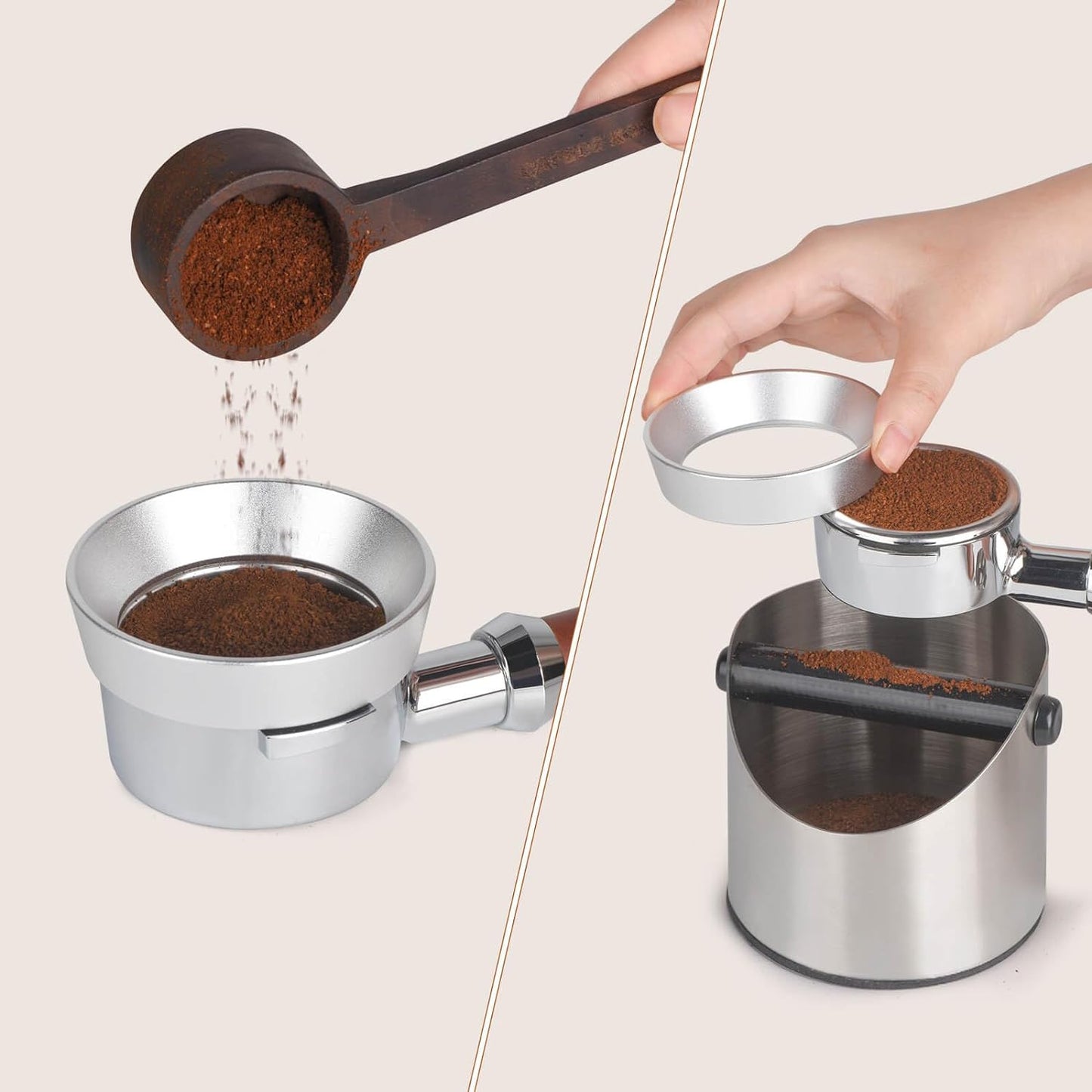 58mm Portafilter Funnel with Magnetic, Lightweight Aluminum Espresso Funnel