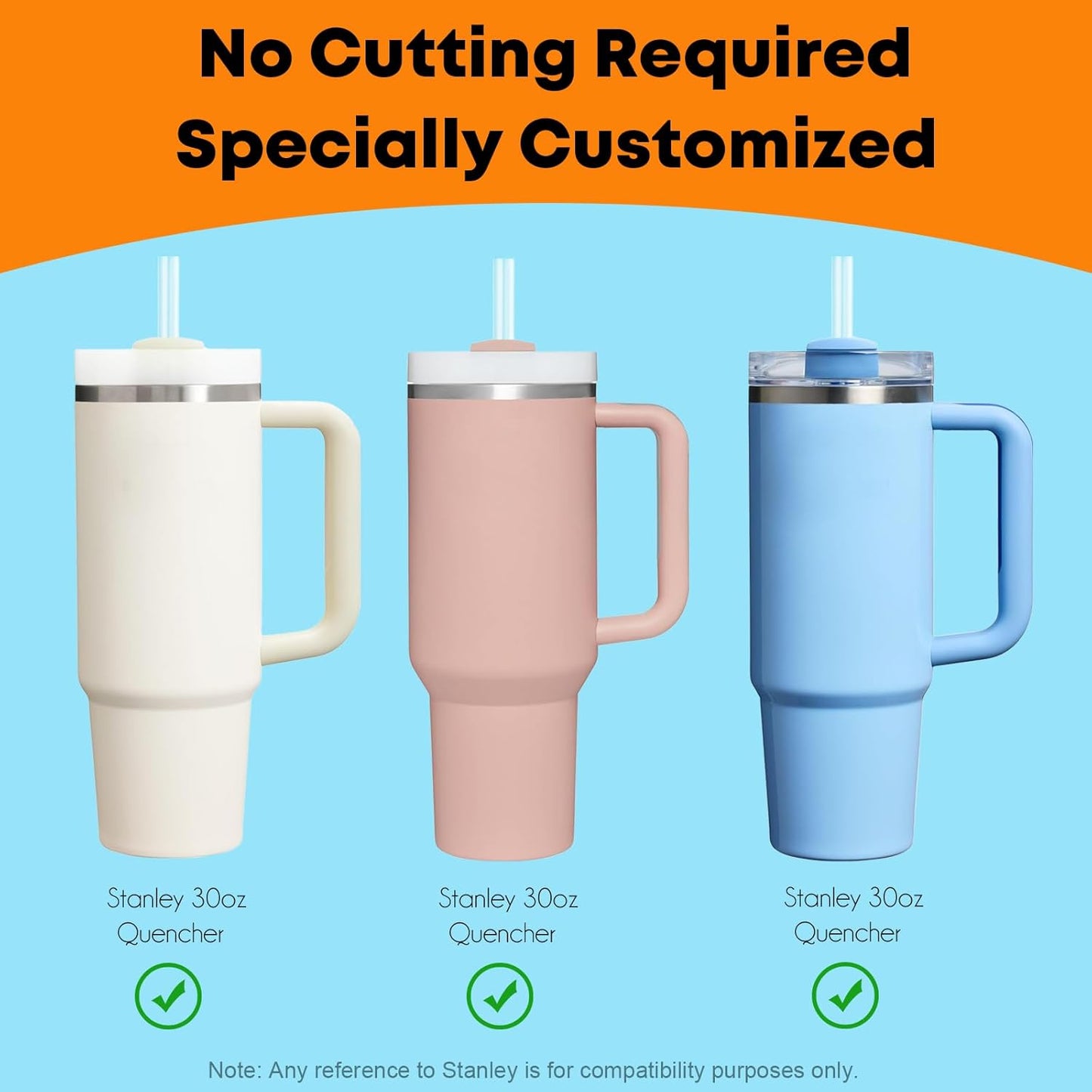 ALINK Clear Replacement Straws for Stanley 30 oz Tumbler, DISHWASHER SAFE, 6 Pack Reusable Plastic Straws Compatible with 30oz Stanley Adventure Quencher Cups, Plus Brush