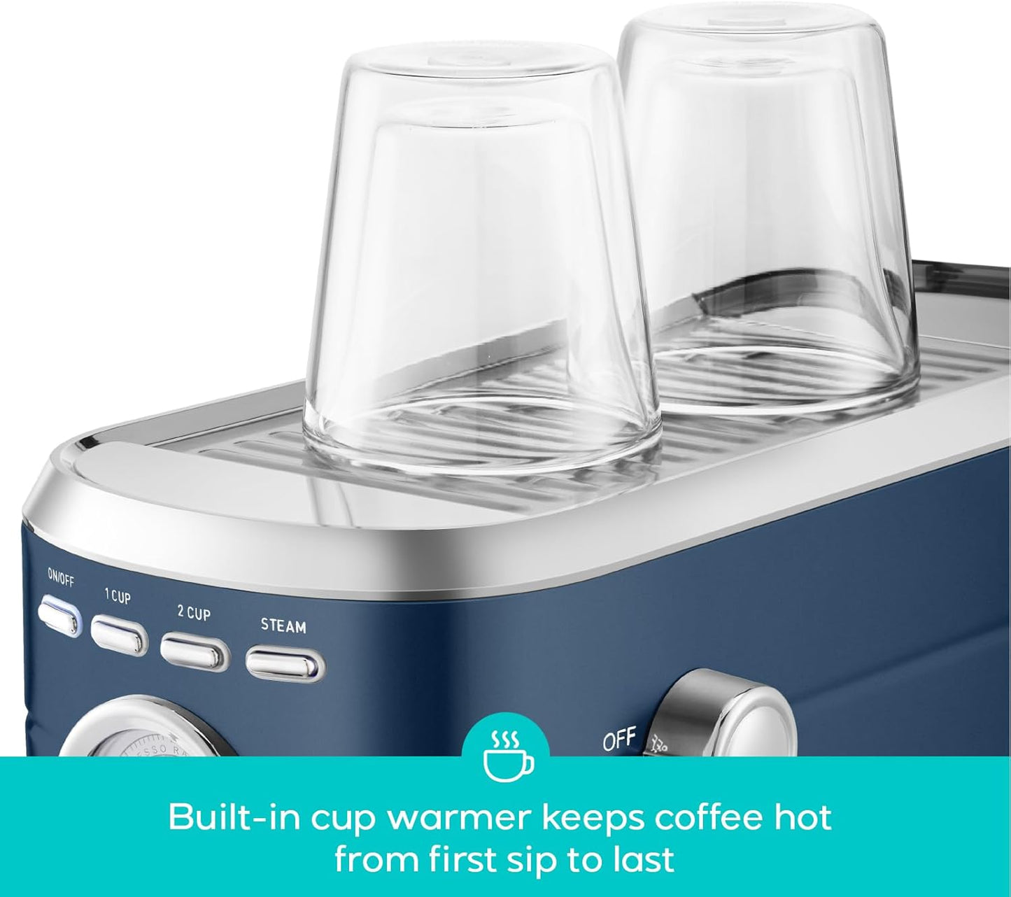 CASABREWS Espresso Machine 20 Bar, Professional Espresso Maker with Milk Frother Steam Wand, Espresso Coffee Machine with 34oz Removable Water Tank, Sapphire Blue