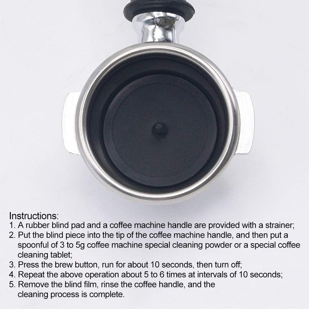 Blind Filter Backflush Disk, Rubber Insert Blind Filter Disc Backflush Cleaning Pad Disk Tray Compact Lightweight for Espresso Makers Coffee Machines Accessories Backwash Plate Cafe Kitchen Black 50mm