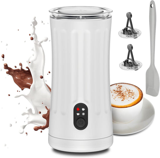 Milk Frother, Upgraded 4-in-1 Milk Frother and Steamer, Hot and Cold Foam Maker and Milk Warmer with Temperature Control & Auto Shut-Off, Frother for Coffee, Latte, Cappuccino, Matcha(White)