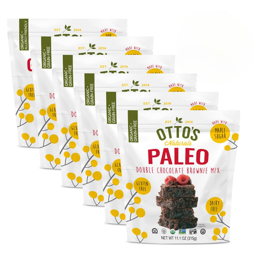 Otto's Naturals Grain-Free Paleo Double Chocolate Brownie Mix 11.1 Oz. 6 Pack, Top 9 Allergen-Free, Organic Cassava Flour, Gluten Free, Non-GMO, Vegan