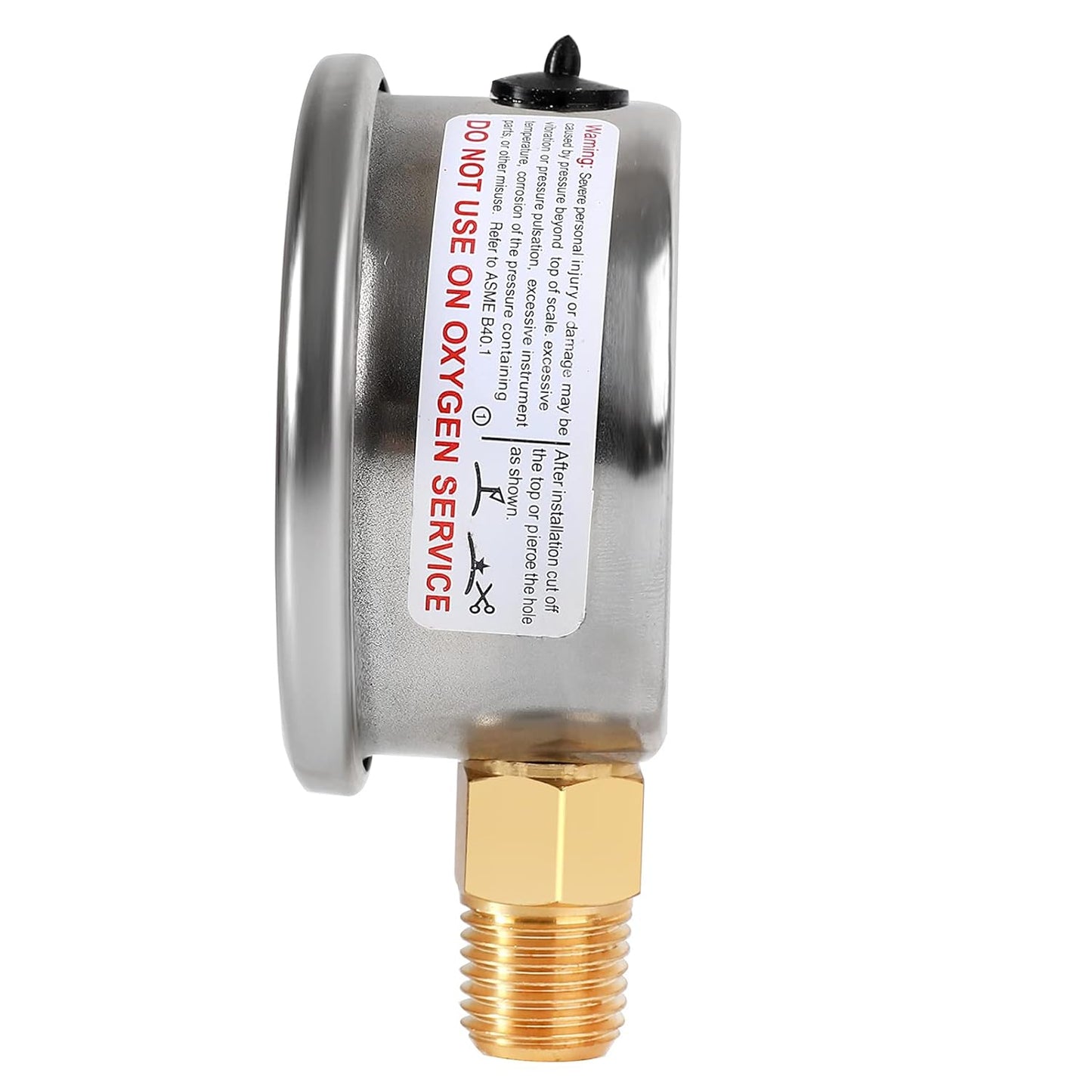 Glycerin Filled Low Pressure Gauge 60psi/4bar, Stainless Steel case, Brass Inside Construction, 2-1/2" dial, 1/4" NPT Rear Connection