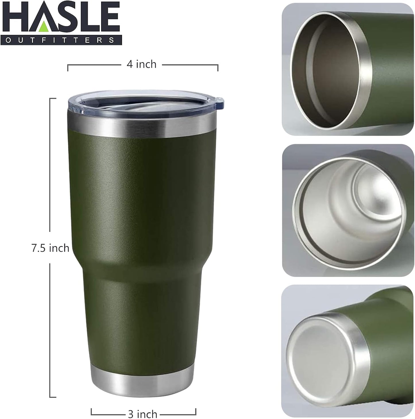 HASLE OUTFITTERS 30oz Stainless Steel Tumbler, Double Wall Vacuum Insulated Travel Mug Tumbler, Durable Insulated Coffee Mug, Gift Box Set (Amey Green, 4)
