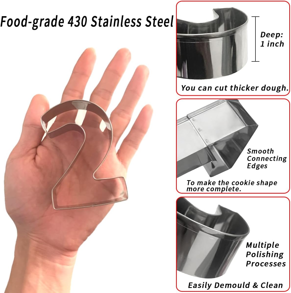 Number Cookie Cutters Shapes 9pcs, Sturdy Basic Biscuit Cutters Set with Dough Cutter, Metal Birthday Cookie Cutters for Holiday Baking Decorating