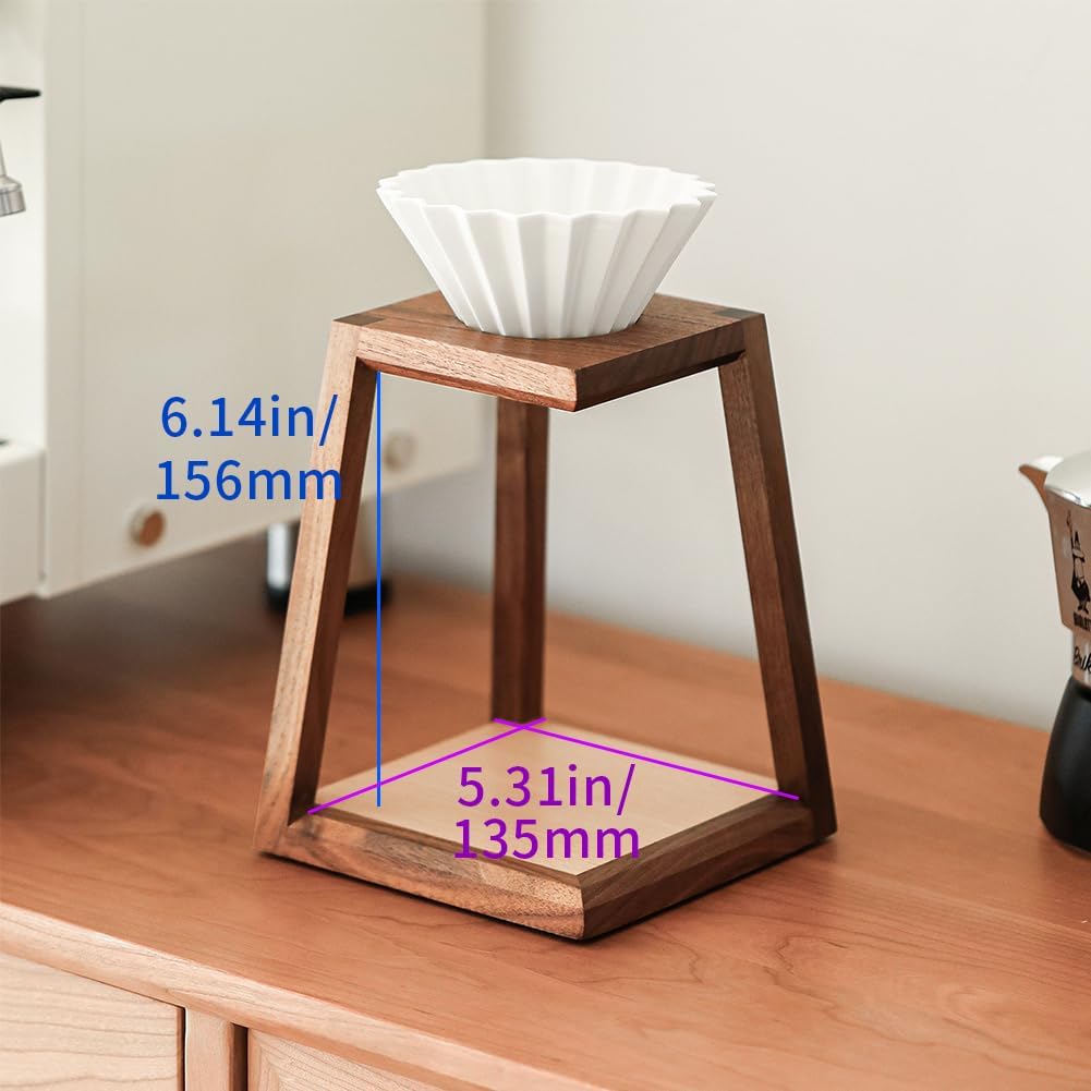 watchget Pour Over Coffee Station Coffee Dripper Stand Wooden Drip Station Pour Over Coffee Maker Stand Filter Holder