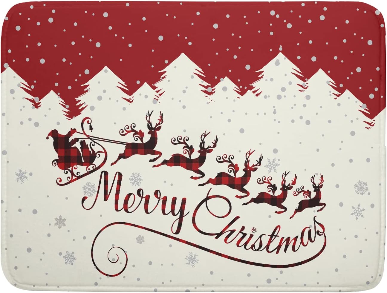 Christmas Moose Dish Drying Mat 16x18 Inch Cute Christmas Elk Drying Mat for Kitchen Counter Xmas Winter Santa Claus Absorbent Reversible Microfiber Dishes Pad Dish Drainer Mats Kitchen Accessories