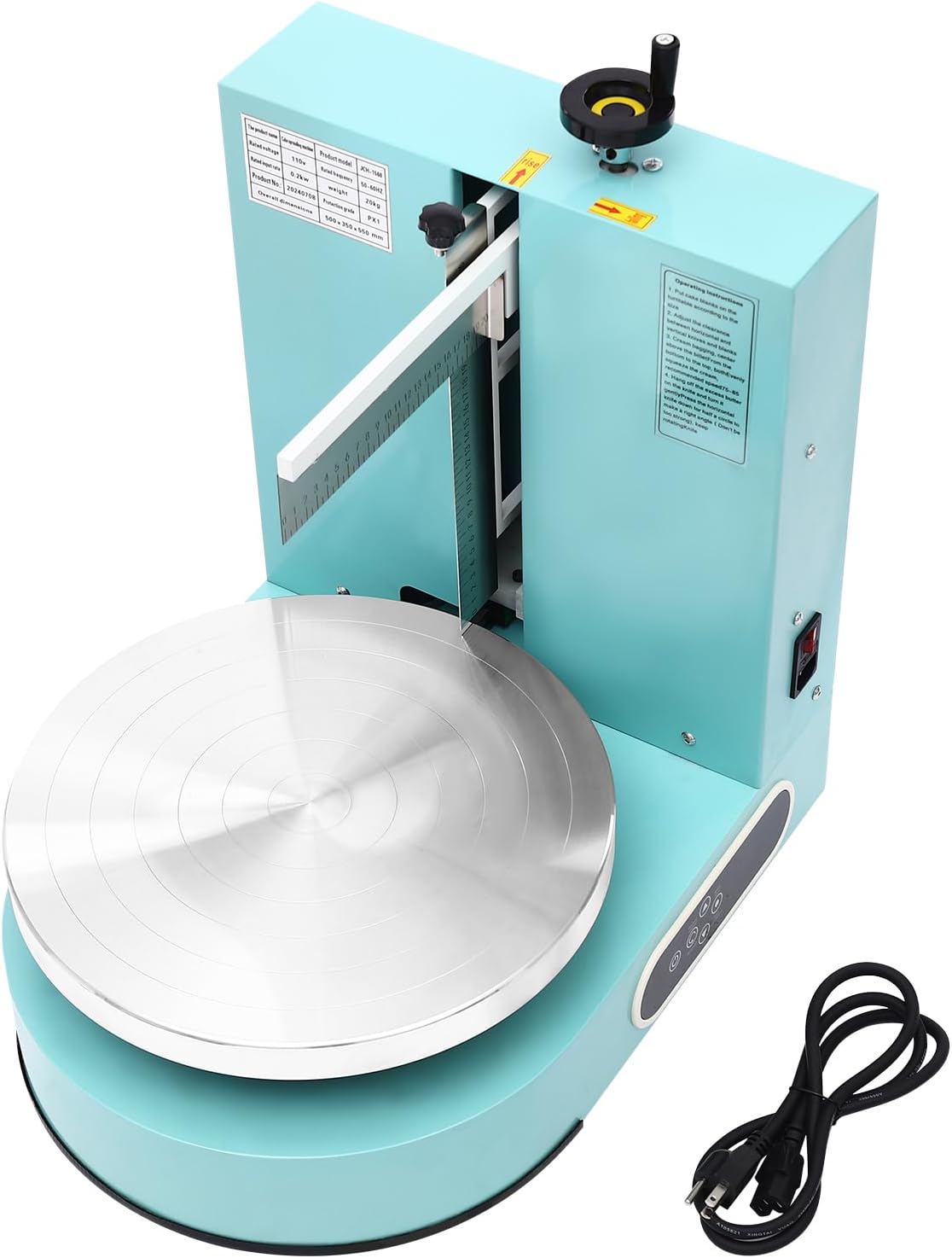 Cake Decorating Coating Machine Cream Spreading Automatic Frosting Turntable with Graduated Scraper for 4-12inch Cakes, 30-200RPM Rotating Speed