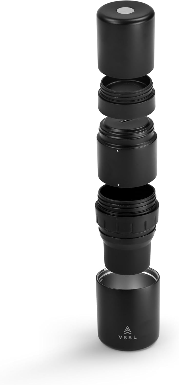 Nest Pour Over Coffee Kit + Java G25 Grinder Gift Set, Contains Two 10 Oz Mugs, Splash Proof Lid, Pour Over Coffee Dripper, Java G25 Grinder and Storage Connector, Black