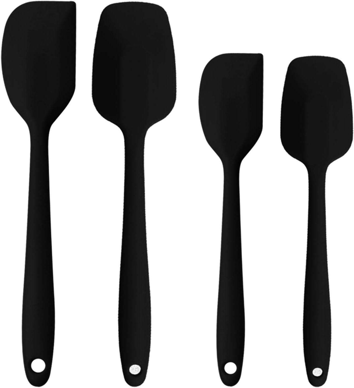Silicone Spatulas Set, Rubber Spoon Spatula Heat Resistant Spoonula One Piece Design Seamless Spatula Non-Stick Scrapers Baking Mixing Tool (Black Set)